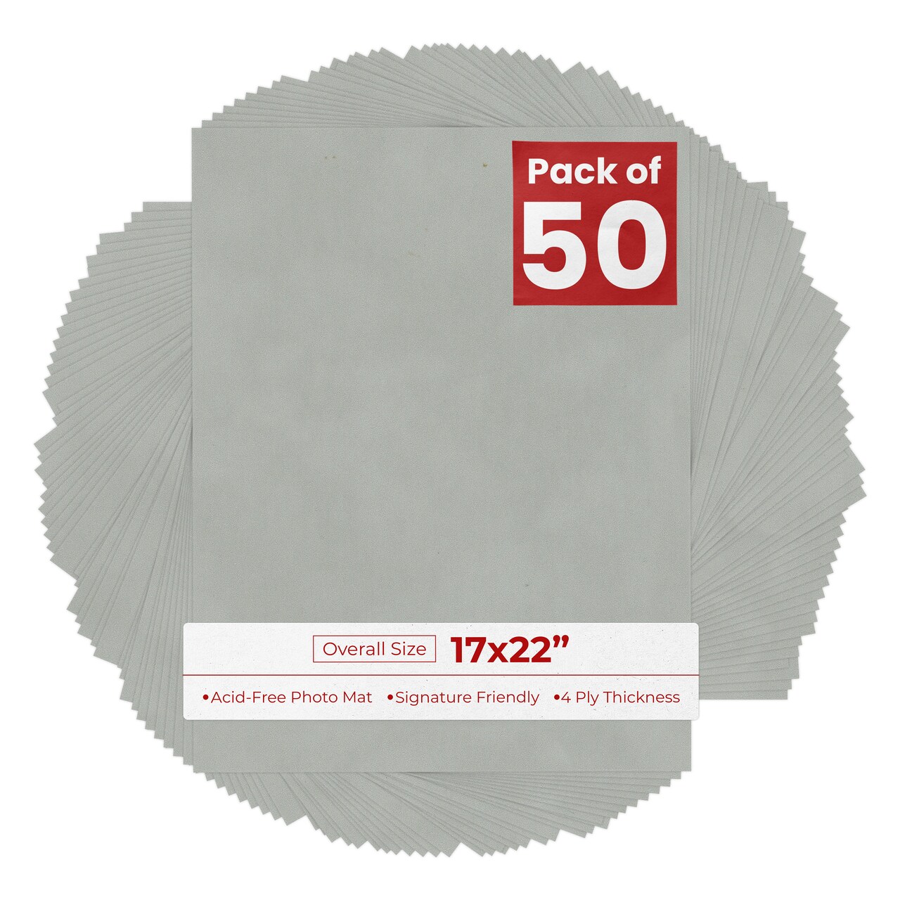 Light Grey Suede 17x22 Uncut Mat Board - Blank Sheets, No Opening